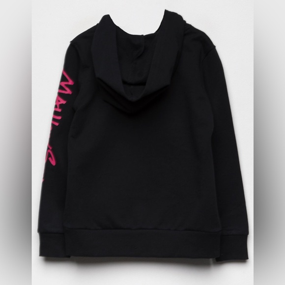 MAUI AND SONS Solid Zip Front Girls Hoodie. Color: BLACK. Size: M (10/12). - Picture 3 of 5